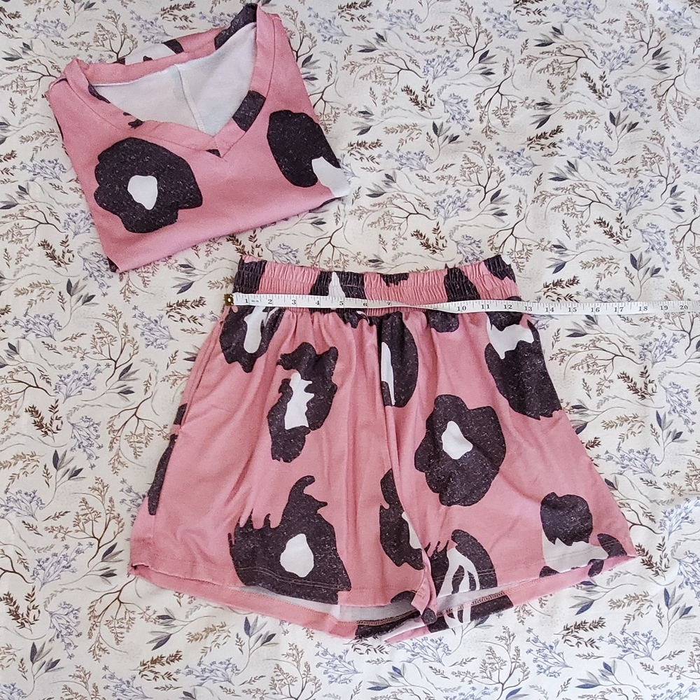 Pink and Black Women's Sleepwear Set
